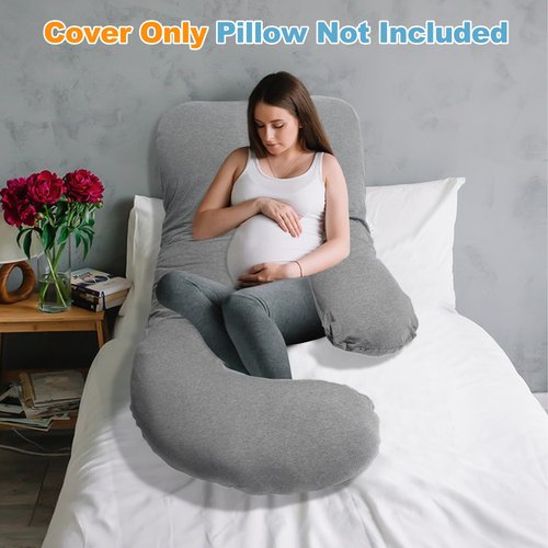 Runhike 57 Inch U Shaped Removable Pregnancy Pillow Cover Compatible with Momcozy,Soft and Breathable,Cooling Polyester Pregnancy Pillow Case Replacement Fits 55/57 Inch