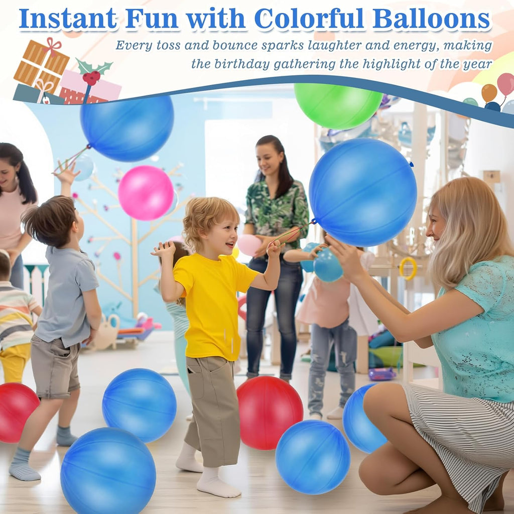 Skiennix Punch Balloons - Heavy Duty Party Favors with Rubber Band Handle & Air Pump | 100 Pcs, Blue