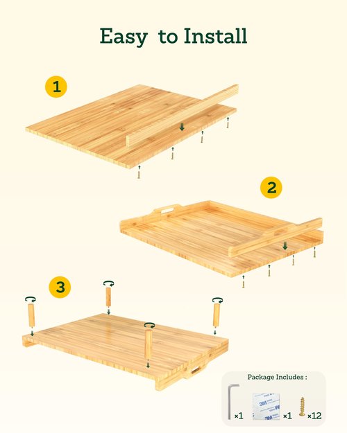 Bamboo Stove Top Cover for Electric Stove & Gas Burners - 29" x 22" Extra Large Noodle Board Stove Cover with Adjustable Legs & Handles - Multi-Use Stove Cover Cutting Board, Sink Cover, RV Accessory