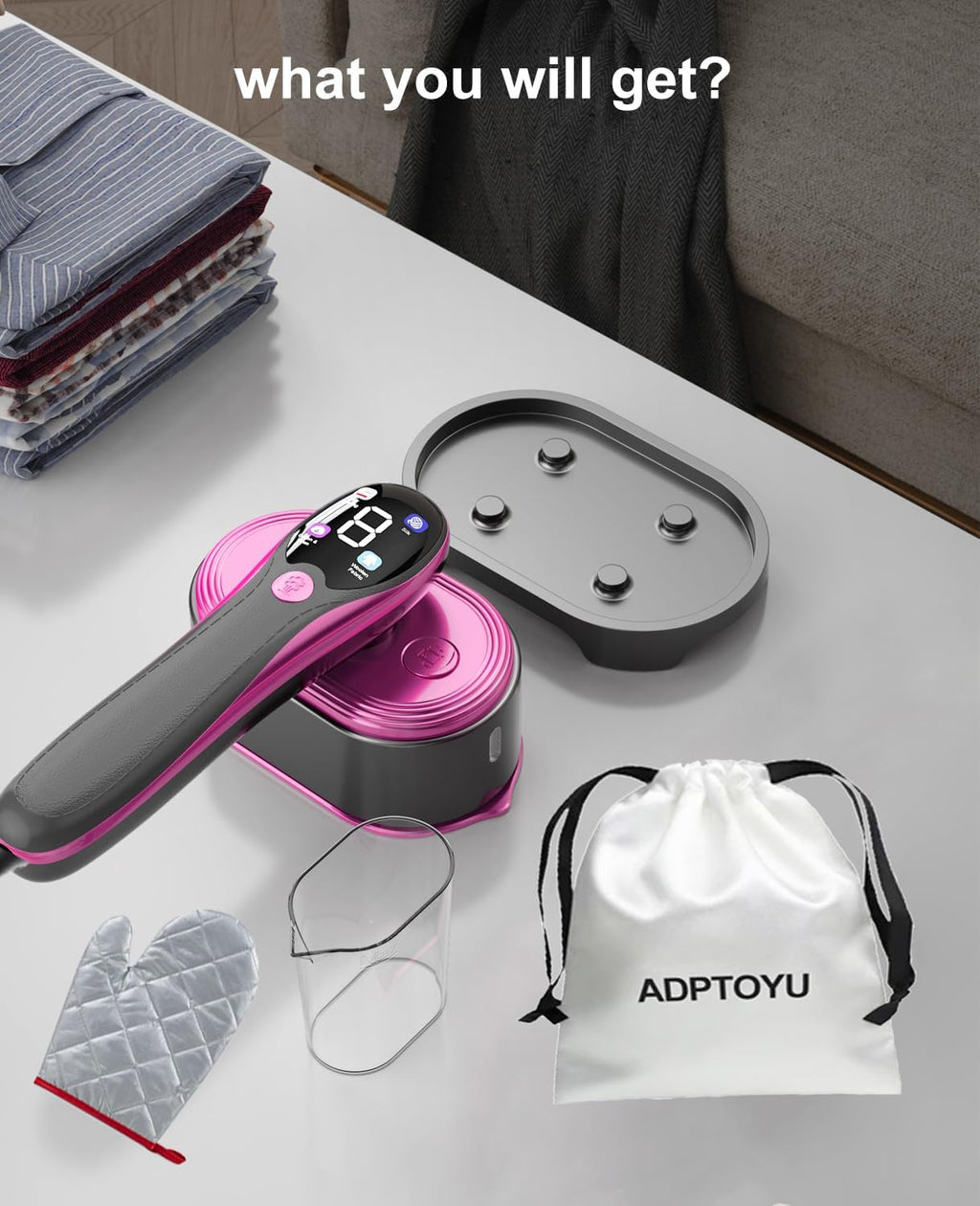 Skiennix 2-in-1 Portable Handheld Steamer & Iron - Fast Heat-Up, LED Display, Large Ceramic Panel, Purple