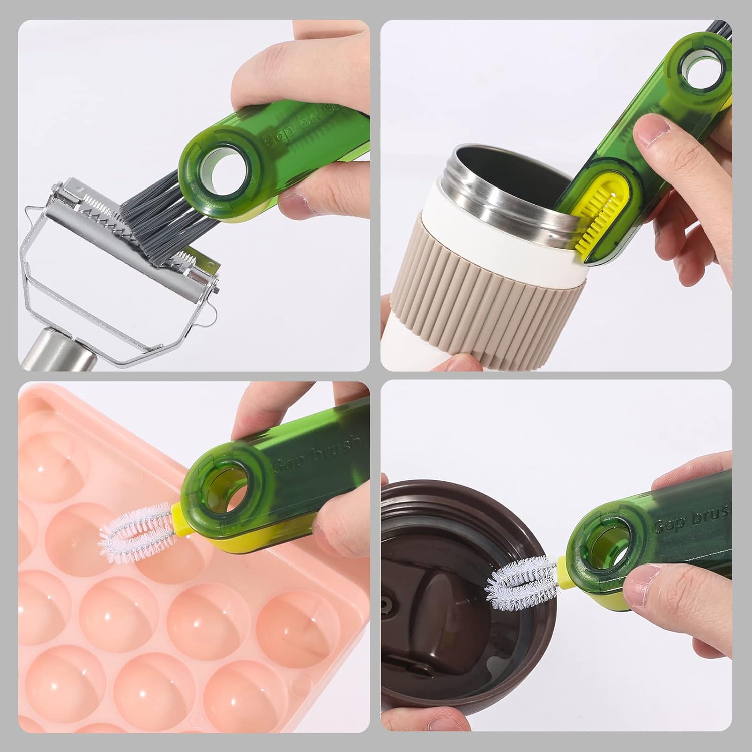 Skiennix 3-in-1 Cup Lid Gap Cleaning Brush Set - Multifunctional Silicone Bottle Cleaner | Kitchen Tool