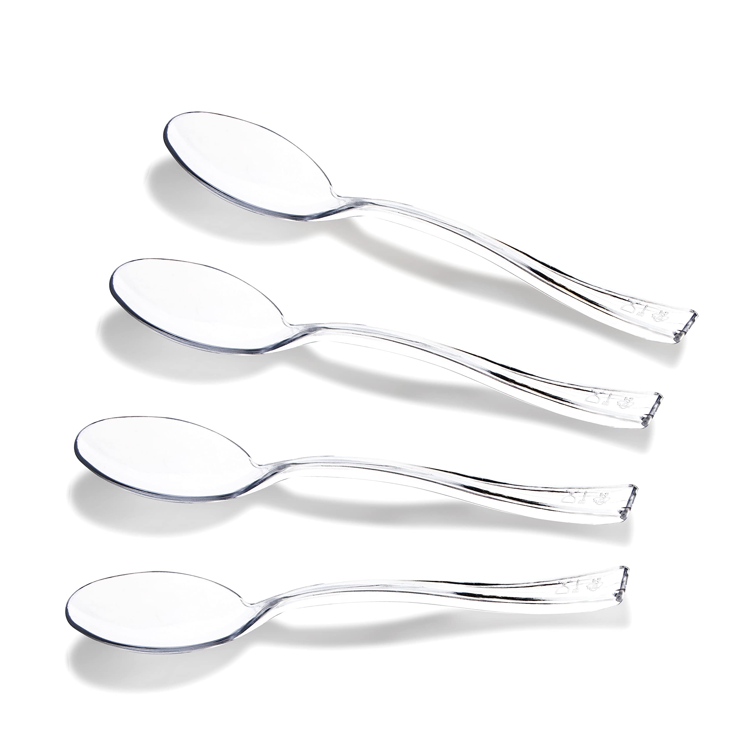 WDF 300 Pieces Clear Plastic Mini Spoons for Desserts 4 Inches Clear Plastic Spoons Heavy Duty Perfect for Cake, Desserts
