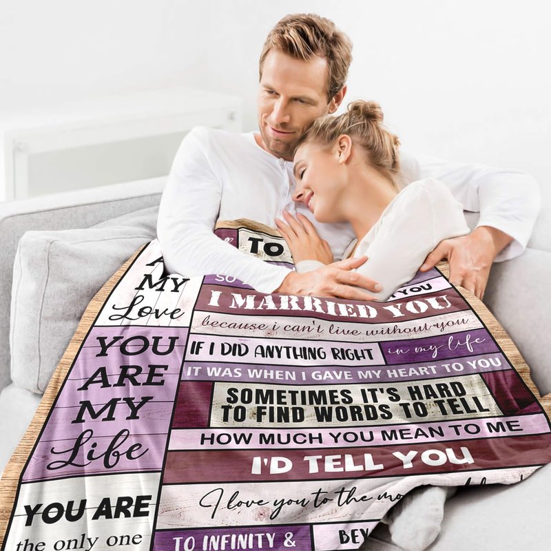Fpoutiv Wife Valentines Day Birthday Gifts Ideas - Wedding Anniversary Romantic Presents for Women Her - Mothers Day for Wife Her - Wifey Presents from Husband - to My Love Blanket 50"x60"