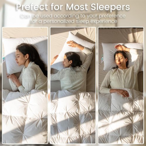 Alanzimo Goose Feather Down Pillows - Fluffy Queen Size Set of 2 | 100% Cotton Cover, 20x28 Inches