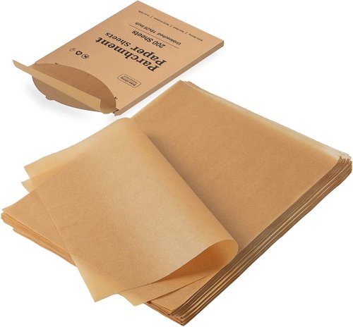 Katbite Heavy Duty Unbleached Parchment Paper Sheets - 200 Pcs, 18x26 Inches, Oil Proof for Baking & Steaming