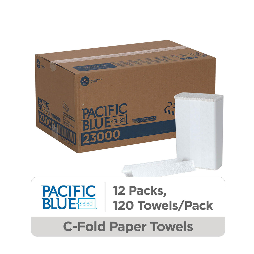 Pacific Blue Select Premium 2-Ply C-Fold Paper Towels by GP PRO (Georgia-Pacific) , White, 23000, 120 Towels Per Pack, 12 Packs Per Case
