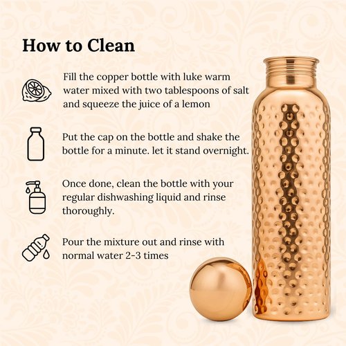 SuperGeneriX 34 oz Copper Water Bottle | Leakproof & Durable Metal | Lightweight & Reusable Tamba Bottle for Home, Office & Gym (Copper Hammered)
