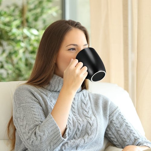 Jinei 4 Pcs Christian Coffee Mugs Set Black Stoneware Bible Coffee Mugs for Men Women Religious Inspirational Motivational Encouragement Gifts, 12 oz