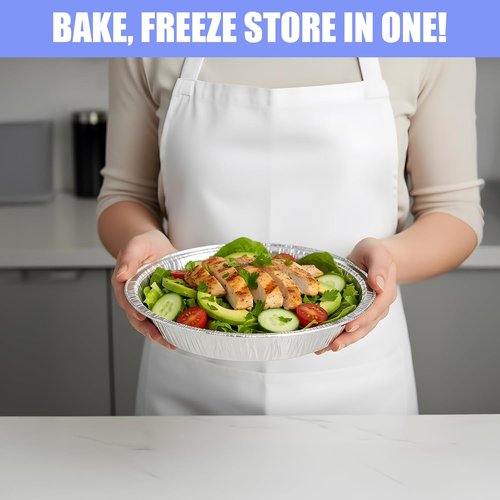 60 Pcs Round Foil Pans by [Brand Name] - Oven & Freezer Safe Aluminum Takeout Containers