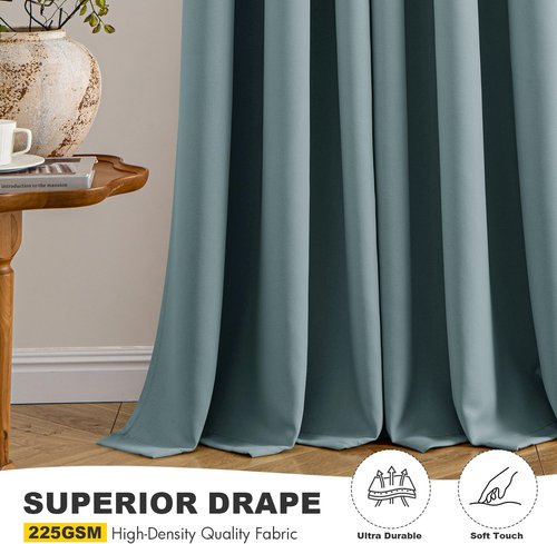 MIULEE Dusty Blue Blackout Curtains - Thermal Insulated Room Darkening Drapes | 63-Inch Grommet Panels