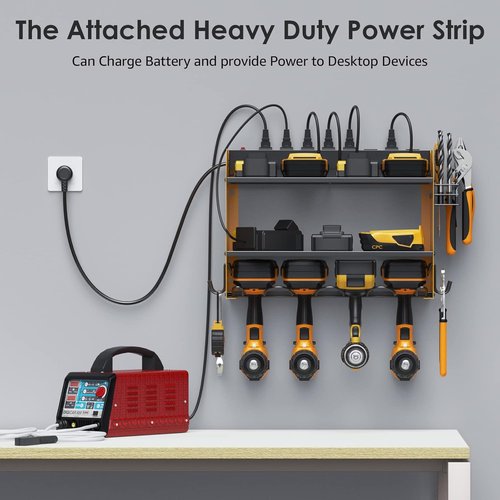 CCCEI Modular Power Tool Organizer - Wall Mount Charging Station & Heavy Duty Rack | 2 Pack, Yellow