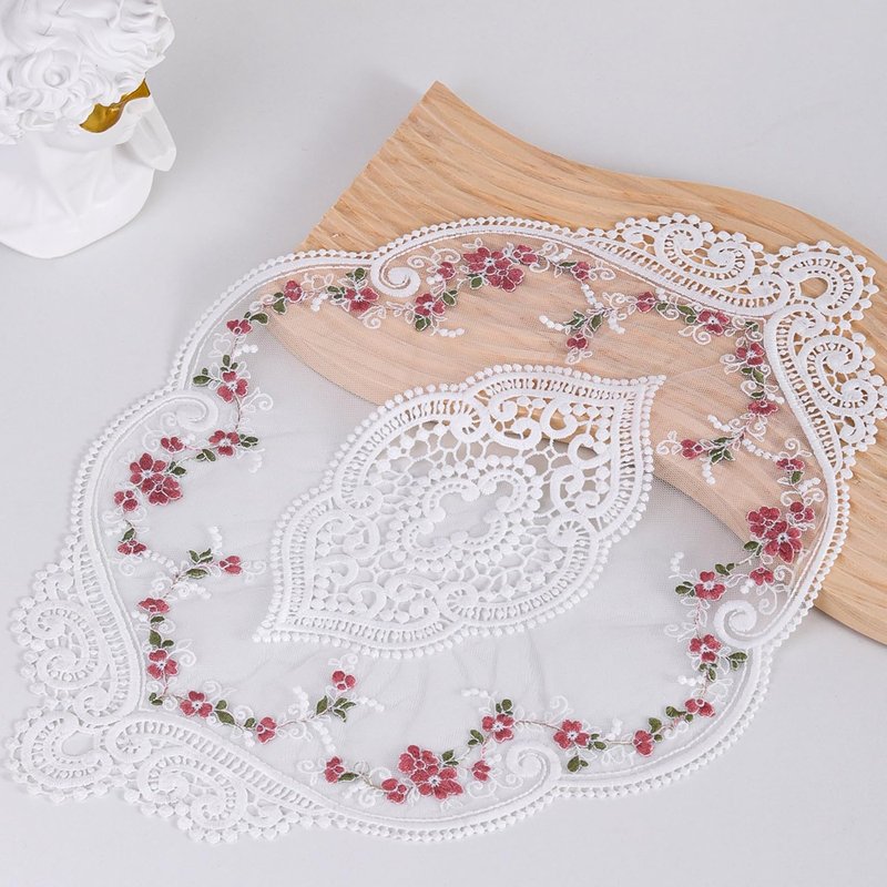 NROZIET 6 Pack Lace Placemats, Retro Doilies for Tables, Handmade French Style Embroidered Crochet Vase Mat for Centerpieces, Furniture Place Cup Mats Coaster for Wedding Birthday Home Decoration