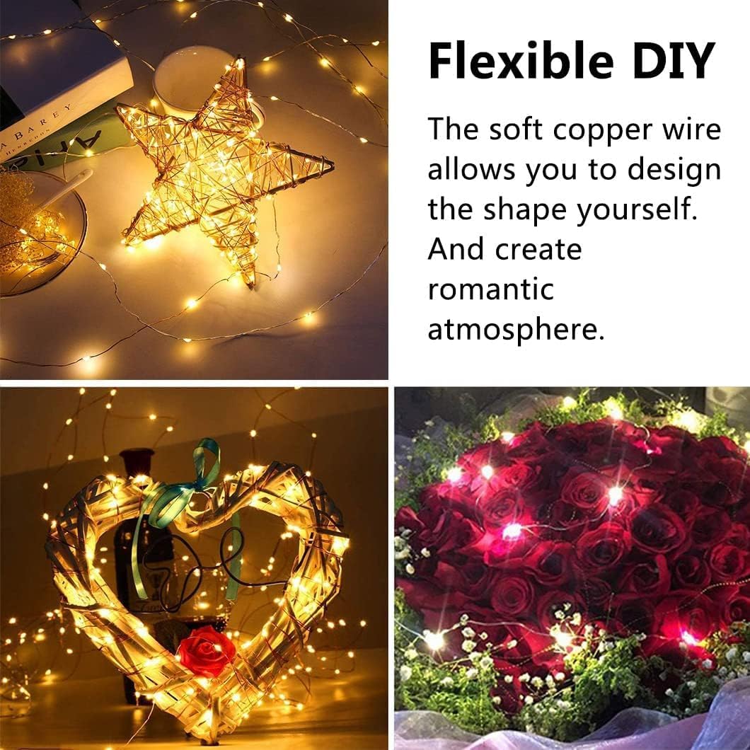 Skiennix 24 Pack Fairy Lights - Battery Operated 7FT Waterproof Silver Wire String Lights for Indoor/Outdoor Decor
