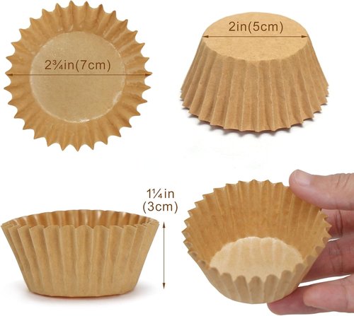 LotFancy 200pcs Heavy-Duty Natural Cupcake Liners - Grease-Resistant Muffin Cups for Easy Baking