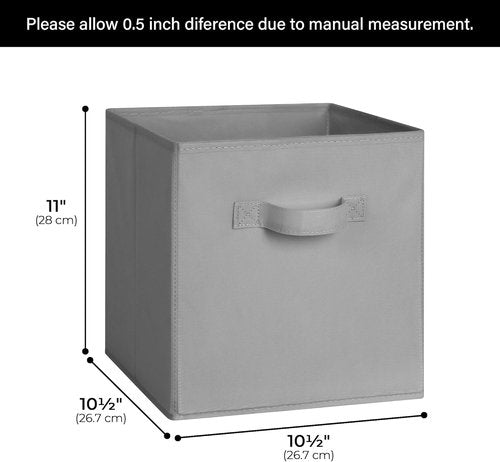 Cupic Cupid Storage Cubes - 11x11 Collapsible Bins with Handles | 6 Pack Organizer for Clothes & Toys - Gray