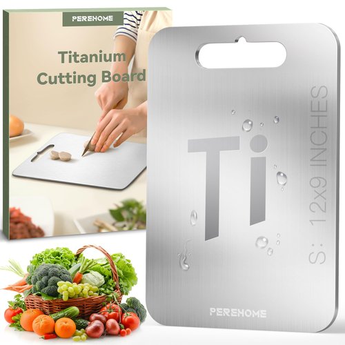 PEREHOME Titanium Cutting Board for Kitchen, Cutting Board Double Sided Food Grade, Chopping Boards with Handle, Dishwasher Safe, Cutting Boards For Meats, Fruits, Vegetables (12x9in)