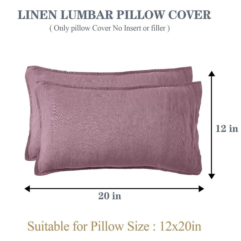 Simple&Opulence 100% Linen Lumbar Pillow Cover 12 x 20 Inches Set of 2 Rectangular Decorative Throw Cushion Cover for Couch Sofa Bed Living Room Office Soft Breathable Farmhouse - Purple