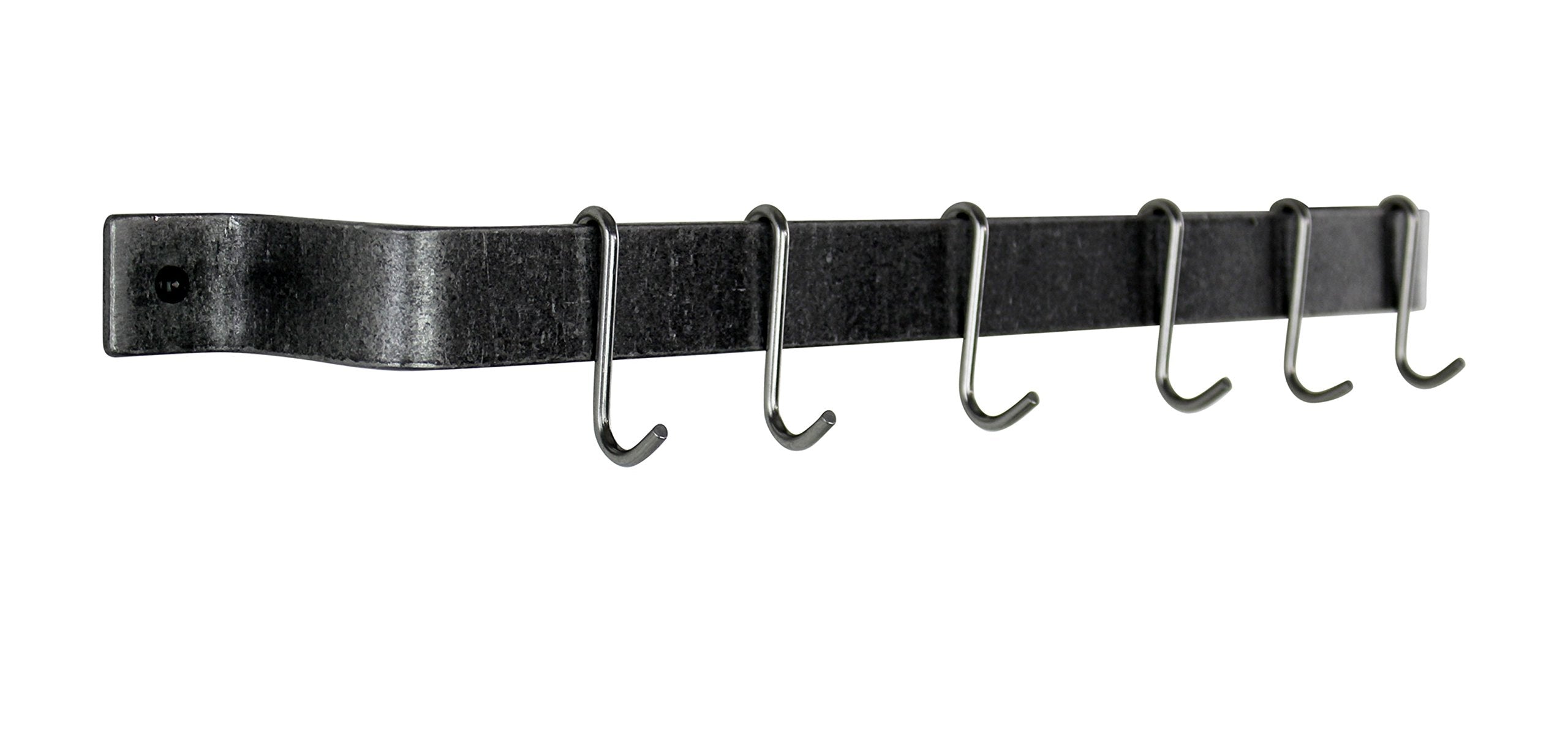 Enclume Handcrafted 24" Easy Mount Wall Rack, 6 Hooks, Hammered Steel