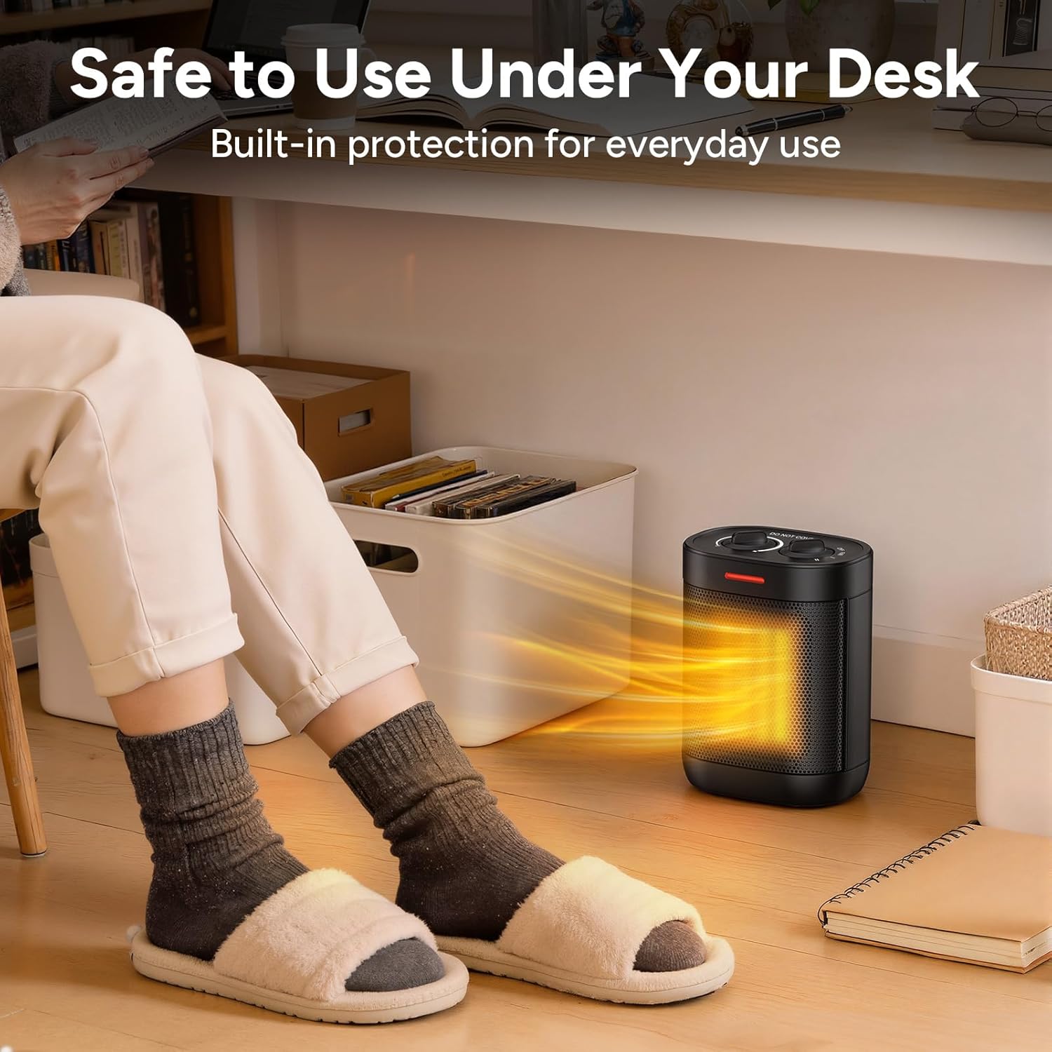 Pereysi Ceramic Personal Space Heater - Quiet 1000W/700W Electric Heater for Office & RV | Compact Design