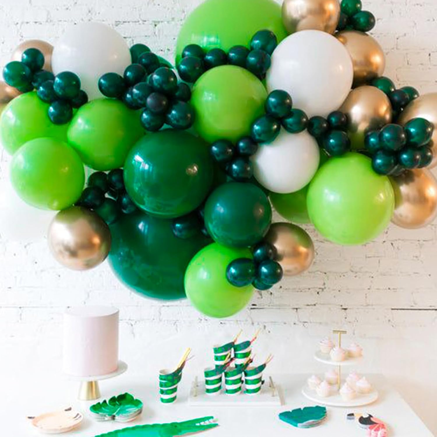 PartyWoo Dark Green Balloons - 120-Piece Emerald Balloon Arch Kit for Birthday & Graduation Decor