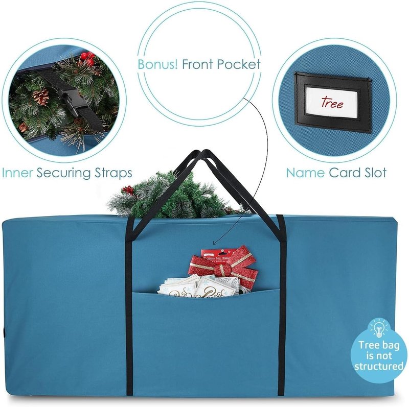 Hearth & Harbor Christmas Tree Storage Bag 7.5 ft, Wrapping Paper Storage Organizer Container & Large Christmas Ornament Storage Box With Adjustable Dividers