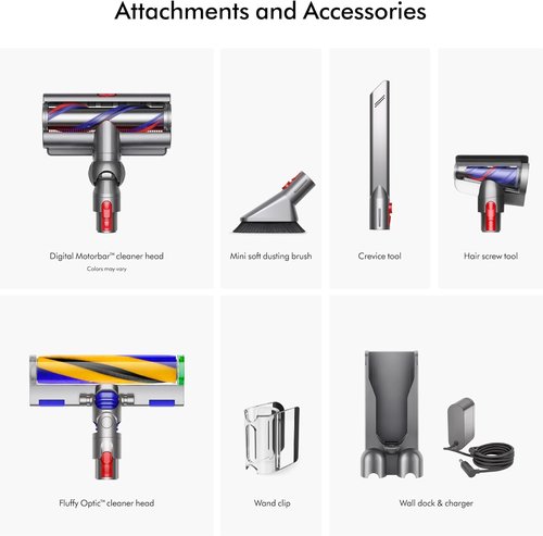 Dyson V15 Detect Plus Cordless Vacuum - Powerful 240AW Suction, 3 Modes, 60 Min Runtime | Illuminated Dust Detection, Pet Hair Detangler