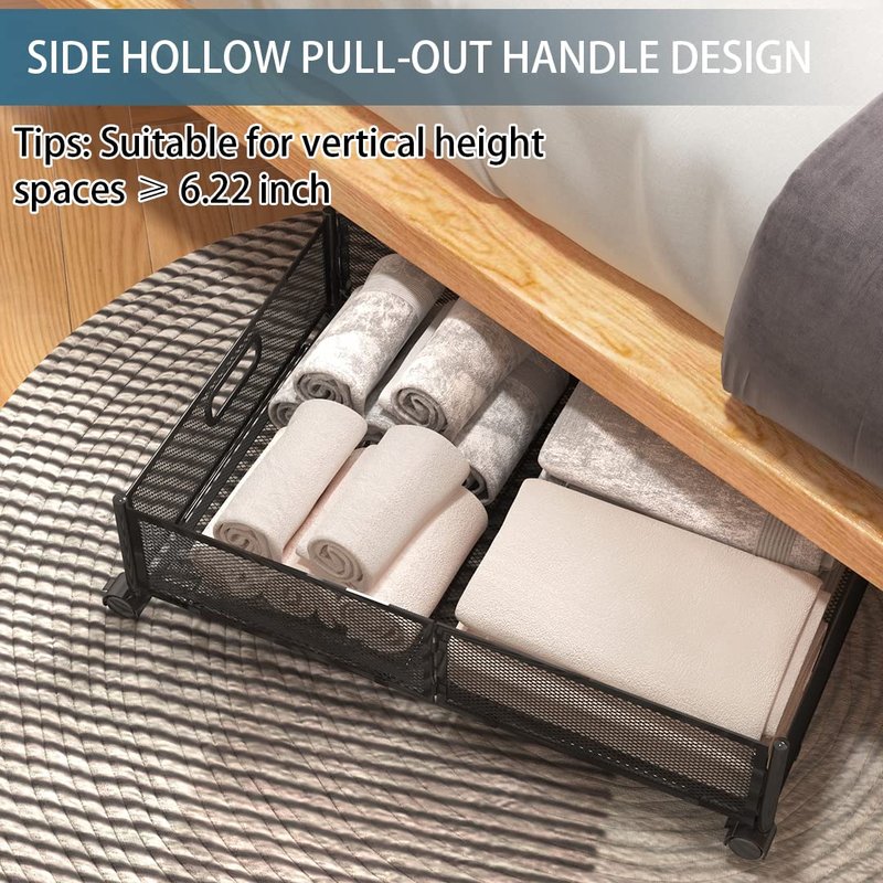 Uyokcnie Foldable Bedroom Storage Organization with Handles - Under Bed Storage Containers with Wheels - Bins Drawer for Clothes, Blankets and Shoes