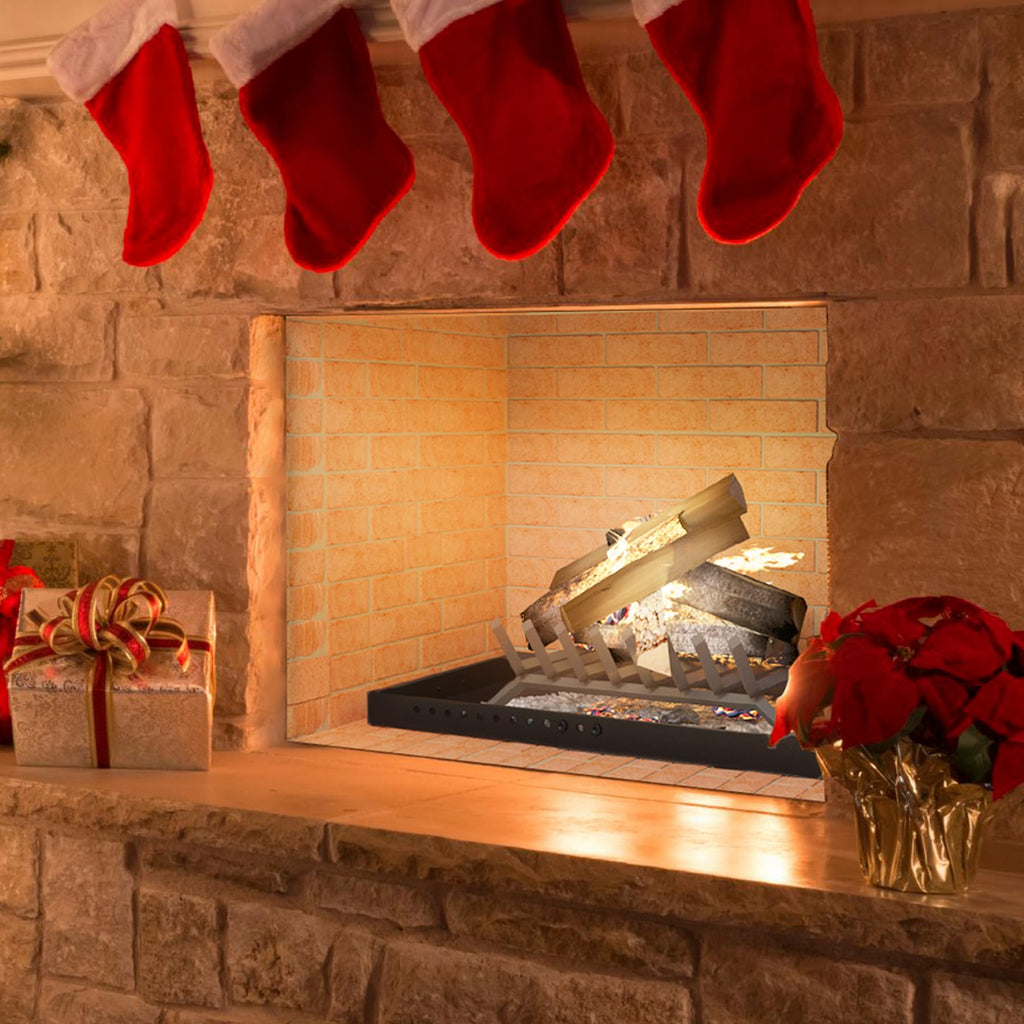 Memrita Fireplace Tray Large Size,Adjustable Ash Pan with Handles for Fireplace Grate Ash Collection,Rectangle Fireplace Pan Extend Length from 22" to 31",Provide a Cleaning Brush