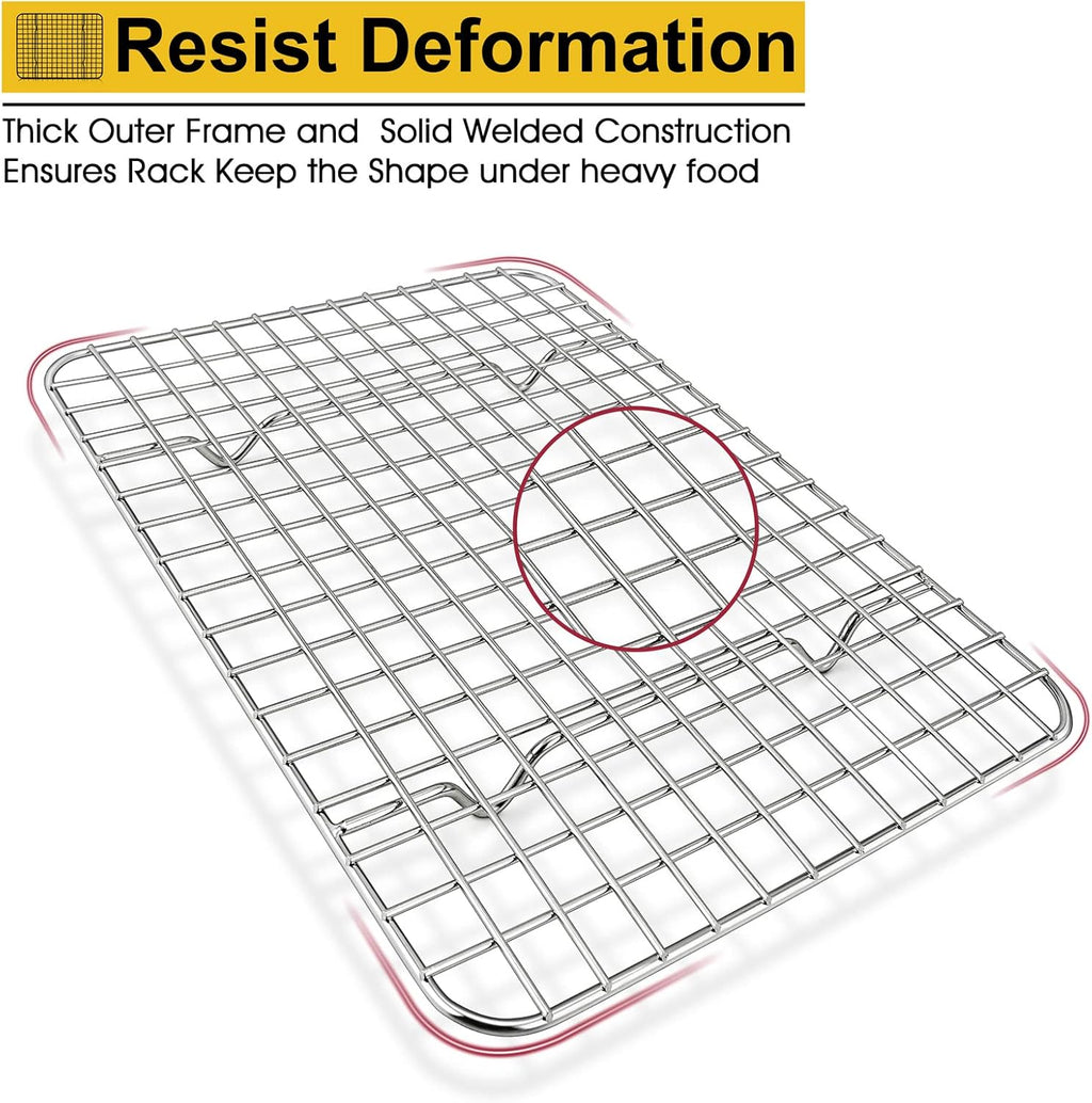 P&P CHEF Stainless Steel Cooling Baking Rack Set - Heavy Duty, Oven & Dishwasher Safe, 8.75 Inch