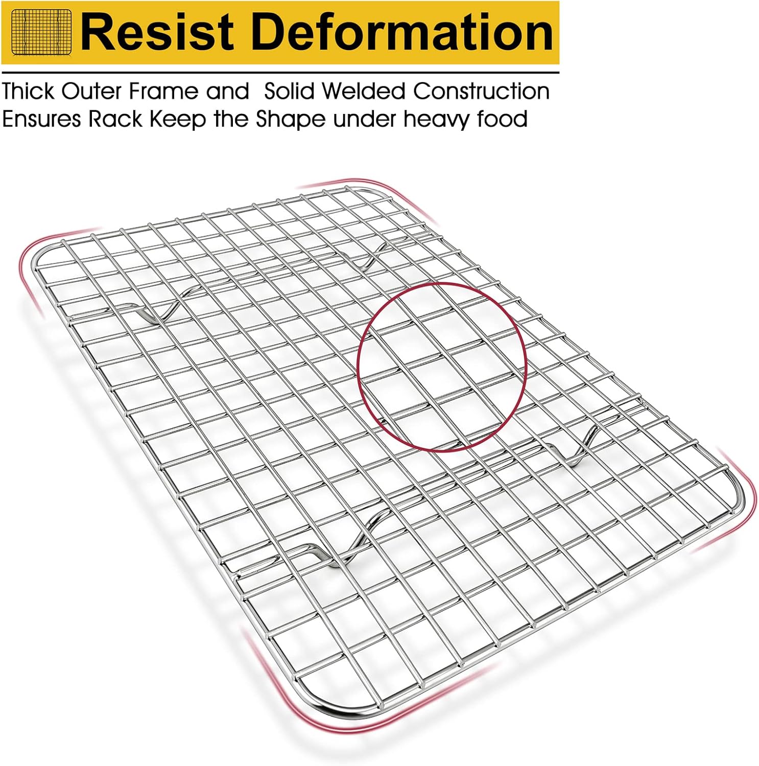 P&P CHEF Stainless Steel Cooling Baking Rack Set - Heavy Duty, Oven & Dishwasher Safe, 8.75 Inch