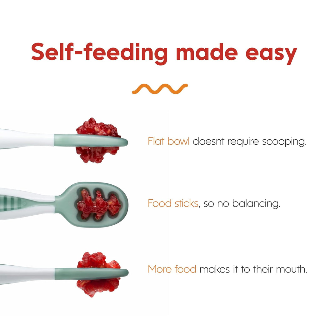 NumNum Baby Spoons Set - Silicone Pre-Spoon GOOtensils for 6+ Months | Baby Led Weaning & Teething - Blue/Navy