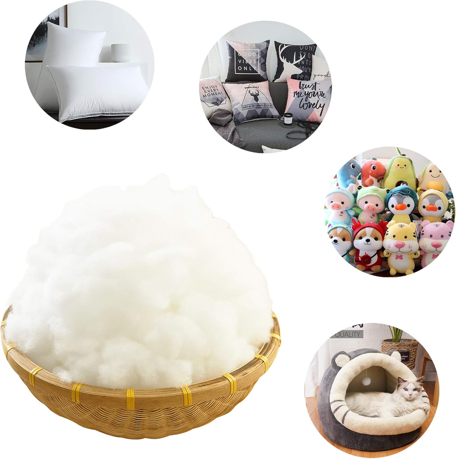 Premium Polyester Fiber Stuffing - 2.2 LB | Ideal for Stuffed Animals, Pillows, Quilts & More