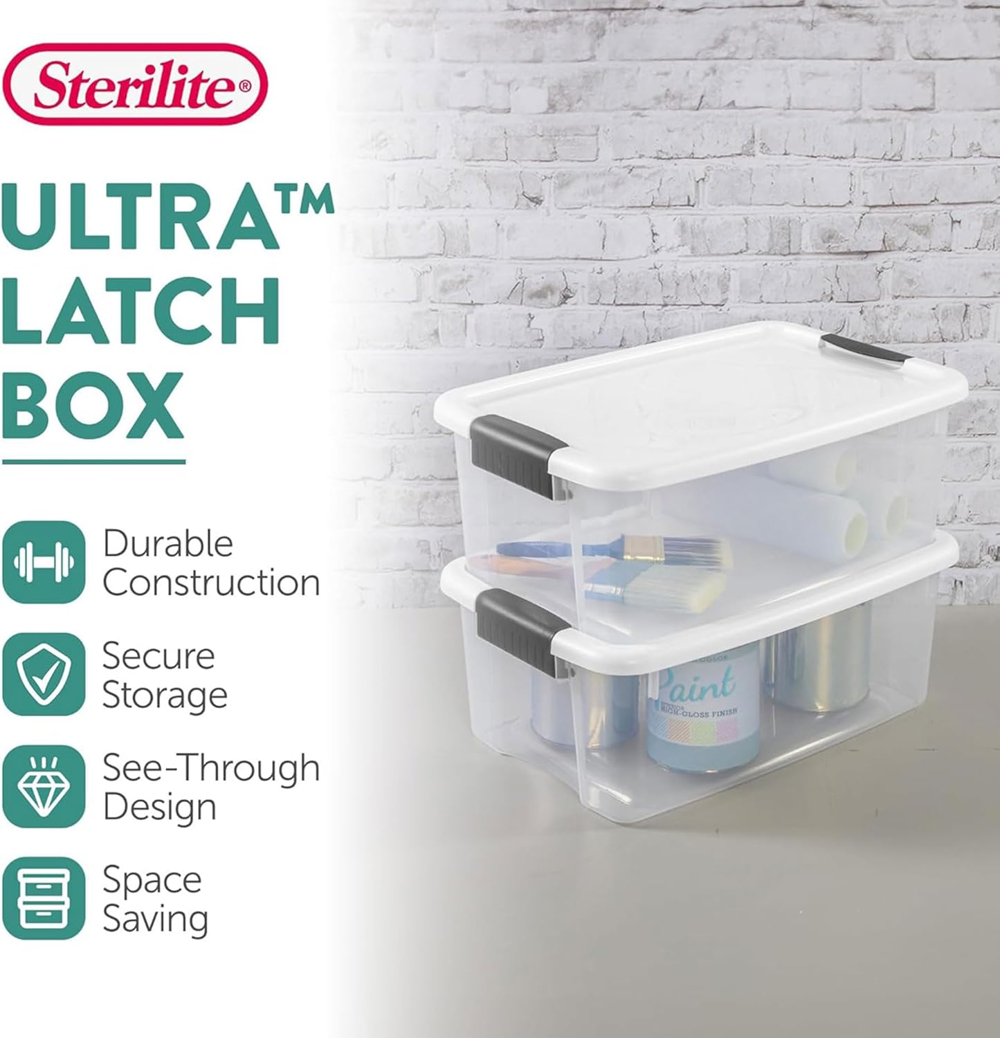 Sterilite 12-Pack Ultra Latching Storage Bins - Clear Plastic 18 Quart Organizing Containers for Home & Office