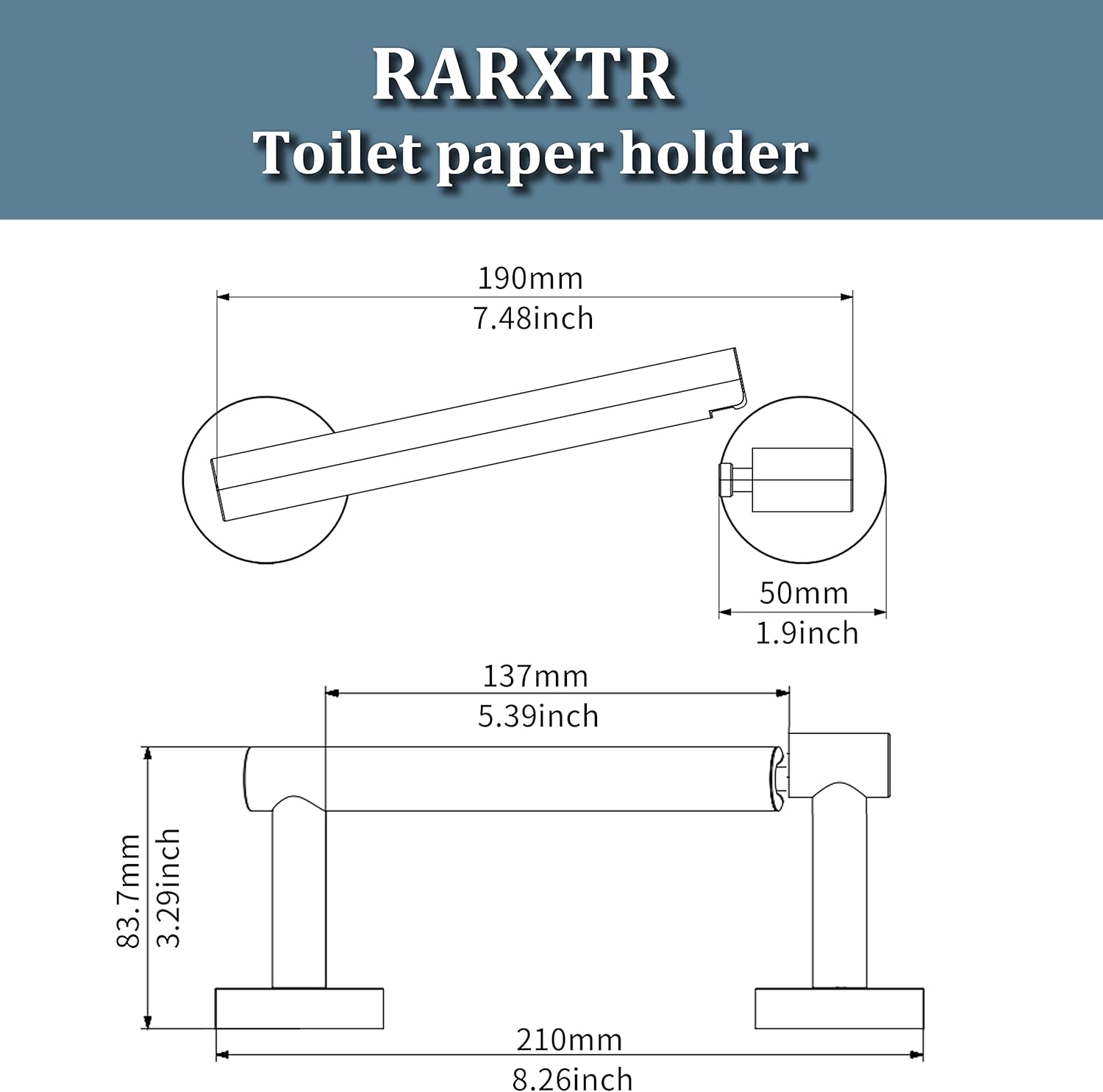 RARXTR Toilet Paper Holder - Wall-Mounted SUS304 Stainless Steel with Pivoting Double Post | Brushed Brass Finish