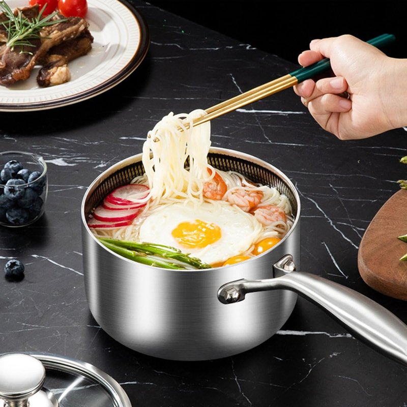 Steamer for Cooking, 1.5 Quart Saucepan with Steamer Basket, 18/8 Tri-ply Construction Stainless Steel Steamer Pot, Sauce pan with Lid 2-tier for Cooking Vegetables, Seafood, Soups, Stews and Pasta