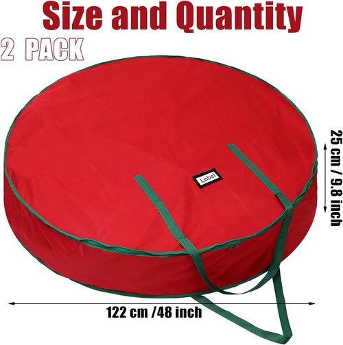Abbylike Extra Large Christmas Wreath Storage Bag - 48 Inch Oxford Organizer with Zipper & Reinforced Handle