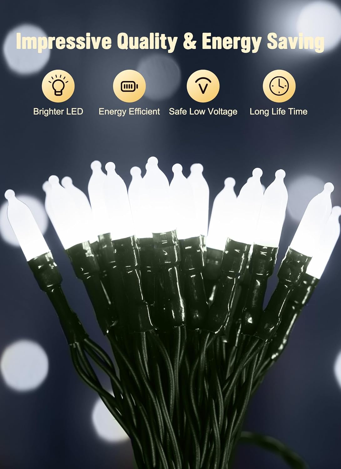 Skiennix Battery Operated Christmas String Lights - 8ft 20 LED Mini Lights with Timer | Pure White for Indoor & Outdoor Decor