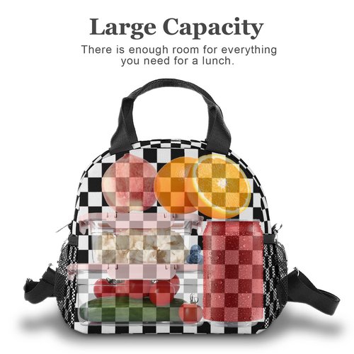 Fekroma Lunch Bag Insulated Lunch Box Reusable/Washable/Durable Lunchbox Lightweight Lunch Tote Bag (Checkered, One Size)