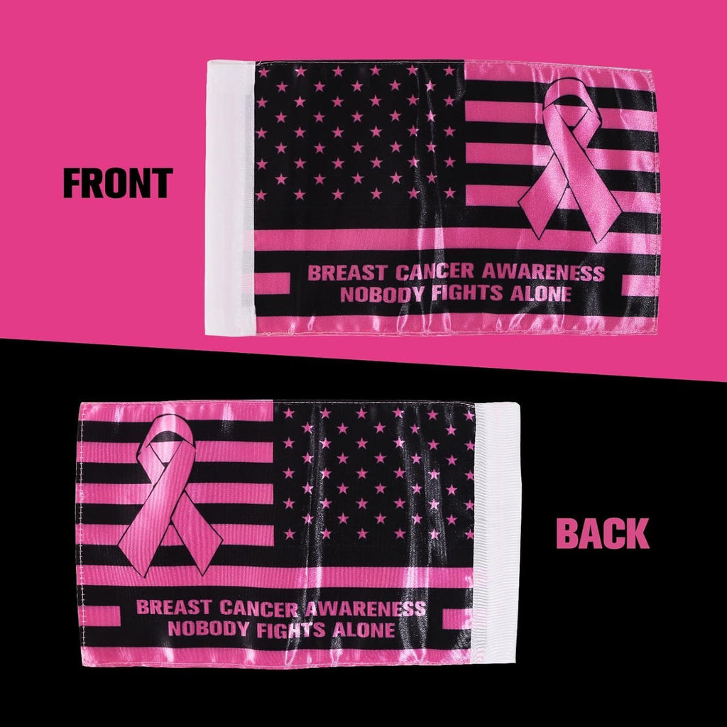 Rouge Motorcycle Flag - Double-Sided Breast Cancer Awareness Design | 6x10 Inch Satin Polyester