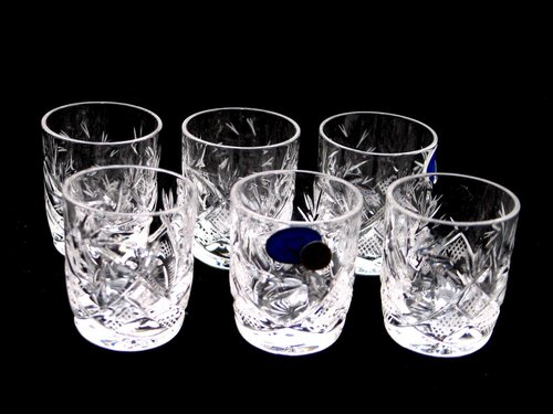 Neman SET of 6 Russian CUT Crystal Shot Sherry Glasses on a Long Stem 1.7oz (50 ml)