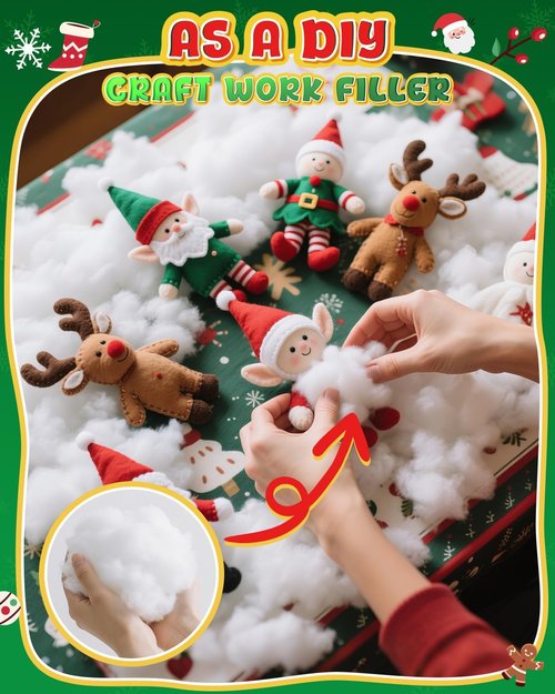 Fluffy Christmas Fake Snow Decor - 14.11oz Cotton Artificial Snow for Kids & Adults | Flame Resistant Indoor Winter Party Decor