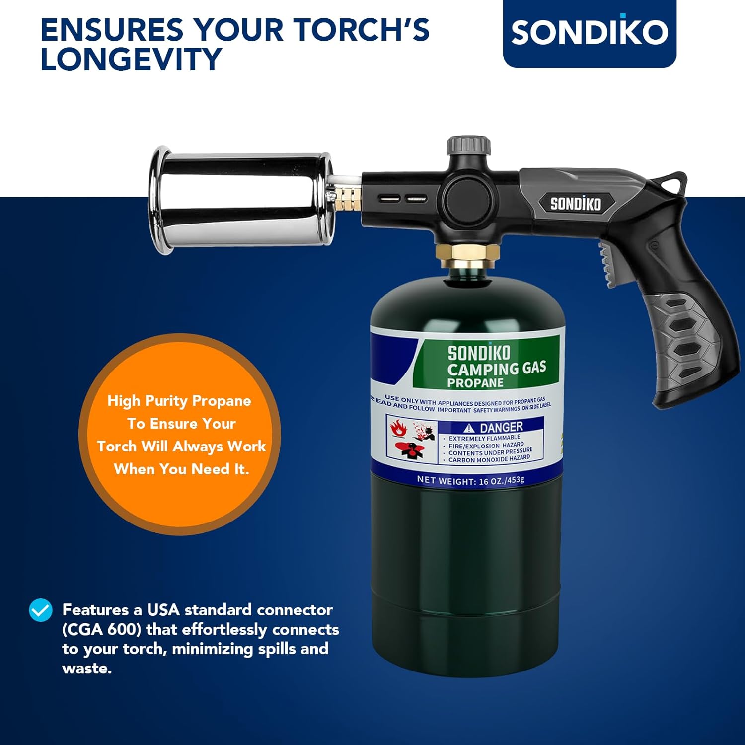 Sondiko Propane Tank - 2 Pack of High Purity 1LB Cylinders | DOT Compliant for Welding & Sous Vide