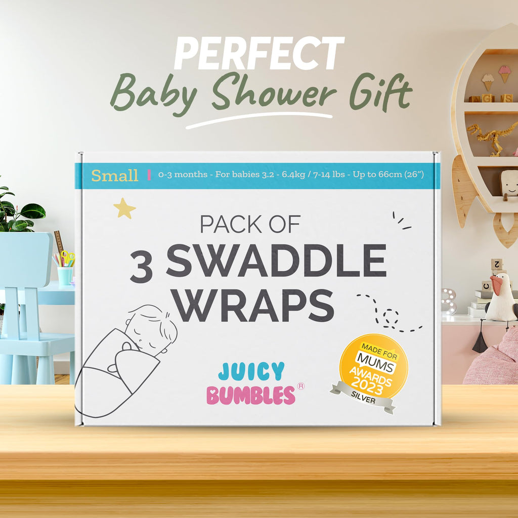 JUICY BUMBLES Baby Swaddles 0-3 Months Newborn Swaddle Sack Sleep Swaddle Sleep Sack Wrap for Newborns Girl and Boy 100% Cotton Oeko TEX 3-Pack