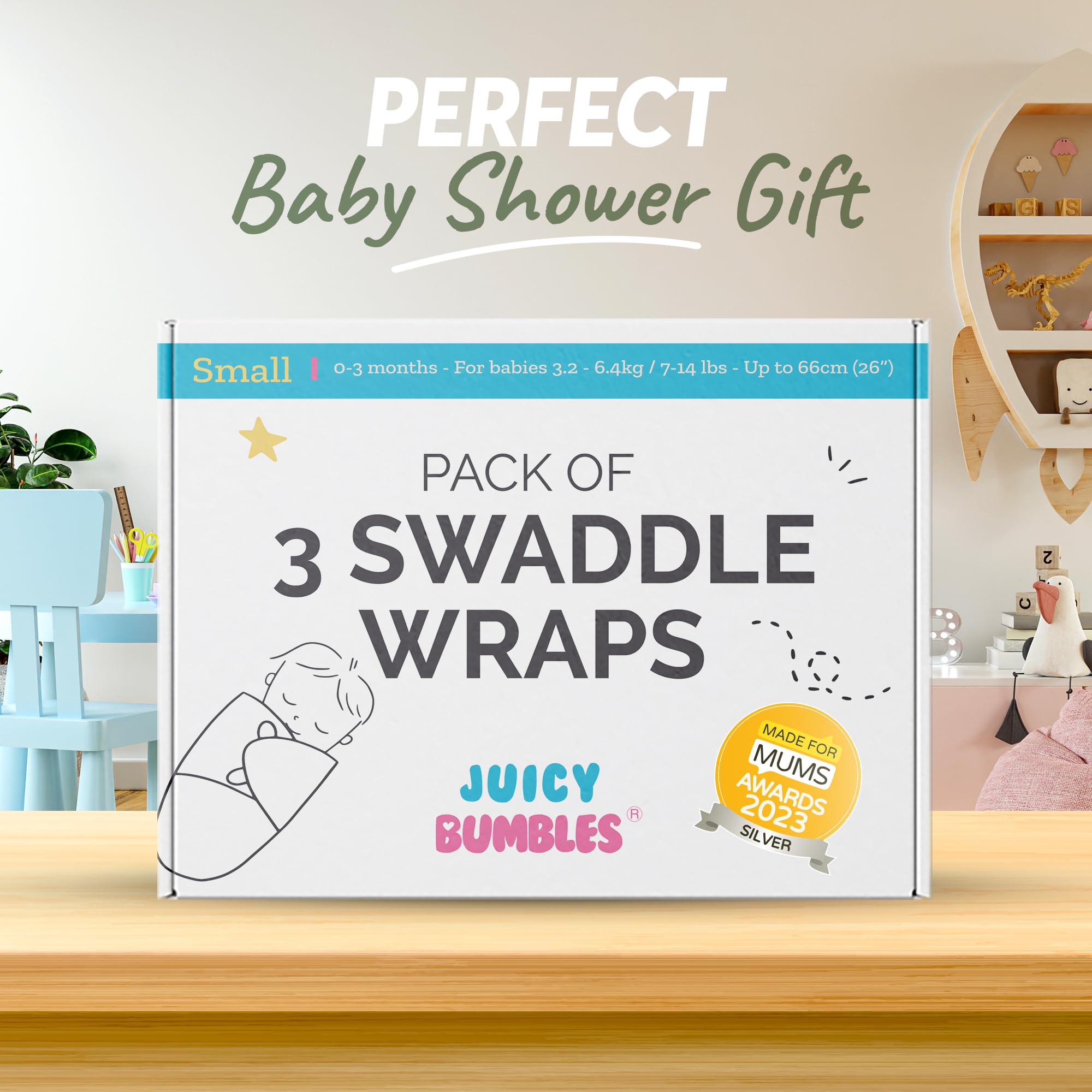 JUICY BUMBLES Baby Swaddles 0-3 Months Newborn Swaddle Sack Sleep Swaddle Sleep Sack Wrap for Newborns Girl and Boy 100% Cotton Oeko TEX 3-Pack