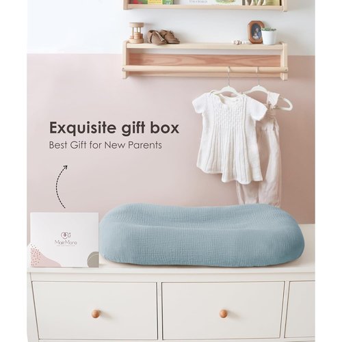 MairMore Muslin Baby Cover - Soft & Breathable 100% Cotton Lounger Slipcover | Neutral, Pack of 2 (Dark Blue)