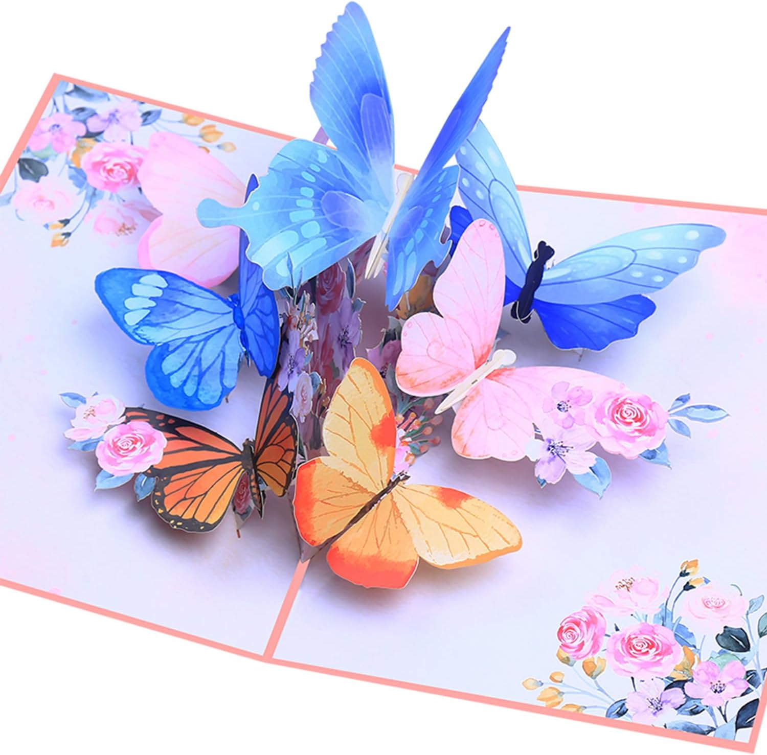 ROBBEAR 3D Butterfly & Flower Pop-Up Greeting Card - Handmade for Birthdays, Anniversaries & More