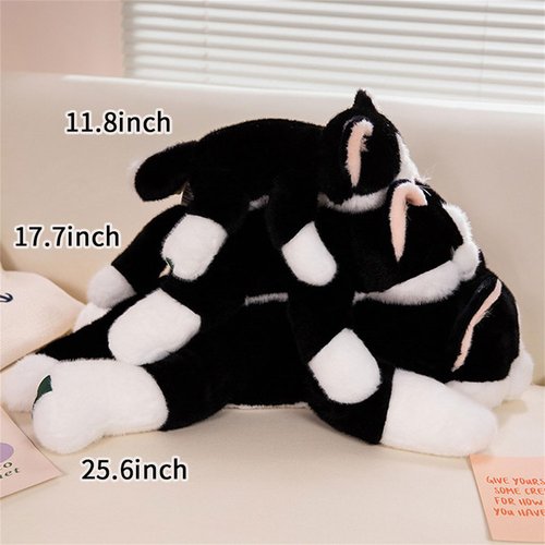 ELKOHA 17.7 Inch Black & White Cat Weighted Stuffed Animals, Weighted Cat Plush Animal, Cute Soft Plush Toy Pillow Hugging Plushie Kitten Dolls Birthday Gifts for Kids Adults
