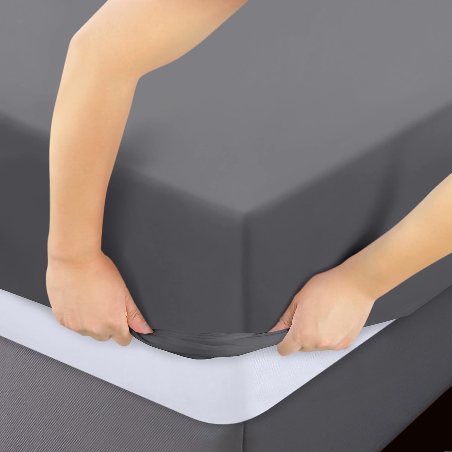 Utopia Bedding King Fitted Sheets - Soft Brushed Microfiber - Deep Pockets, Fade Resistant | 2-Pack, Grey