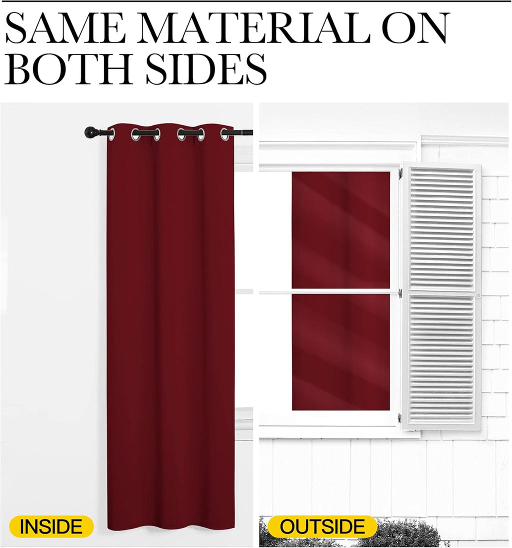 NICETOWN Burgundy Red Blackout Curtains - Grommet Top Thermal Insulated Draperies (55" x 90")