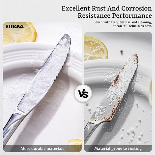 HIKAA Wave Design Silverware Set Service for 6, 30-Piece Artistic Stainless Steel Flatware Set with Fibonacci Pattern, Heavy Duty Mirror Polished Cutlery Set